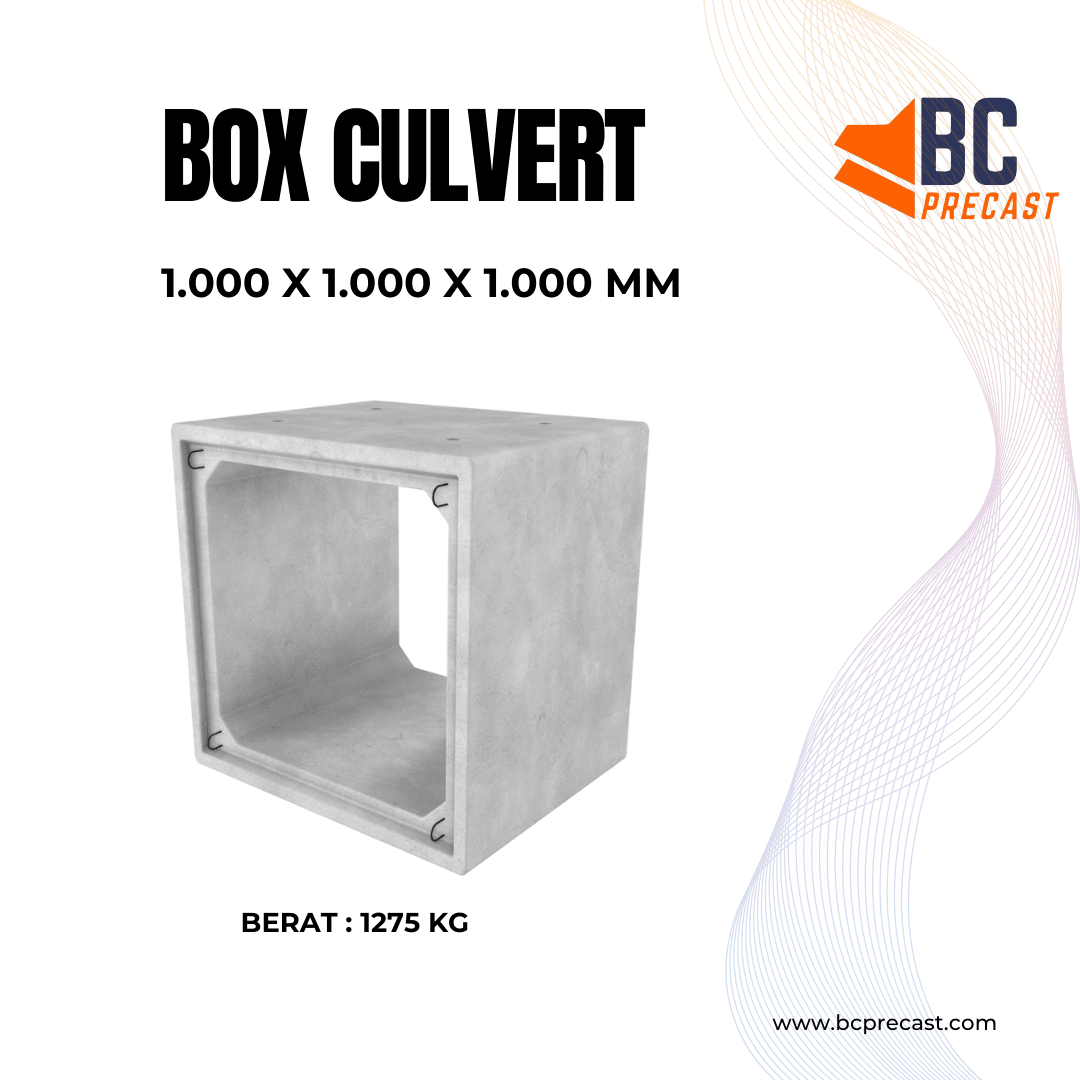 Box Culvert beton precast ukuran 1000 x 1000 x 1000 mm BC Precast