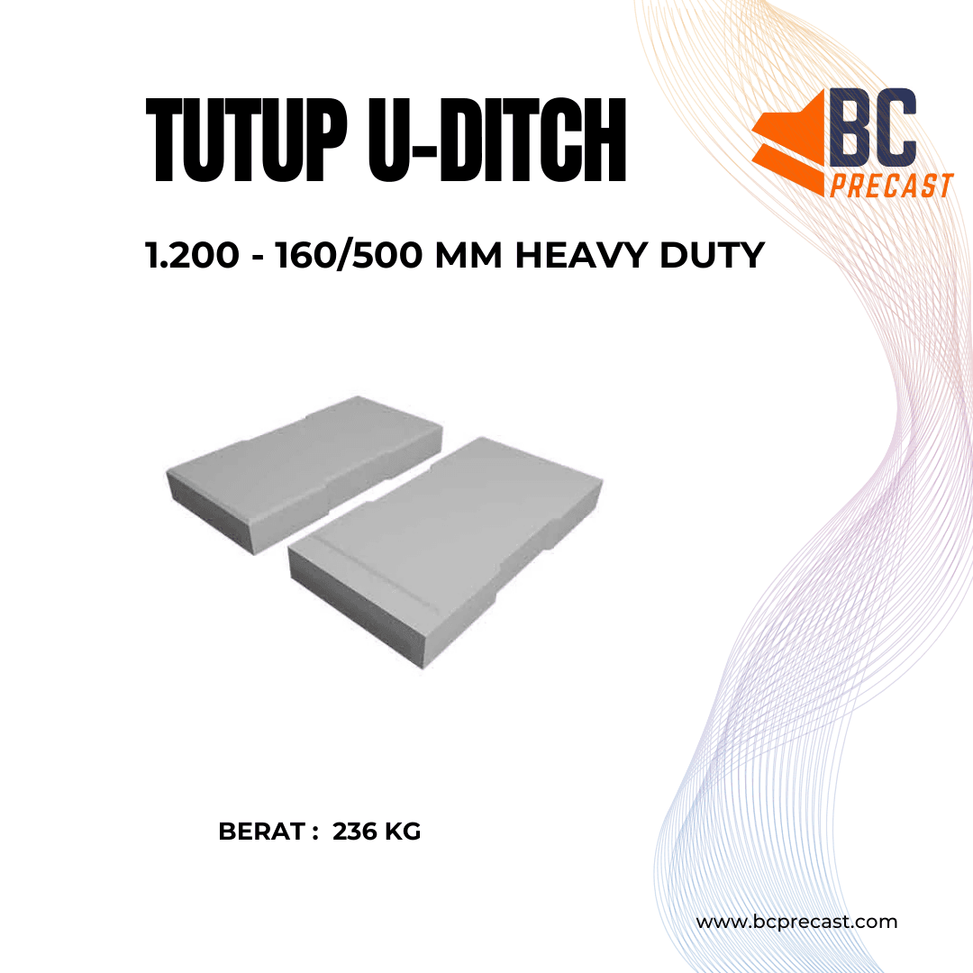 Cover U-Ditch Heavy Duty ukuran 1200 x 160 x 500 mm