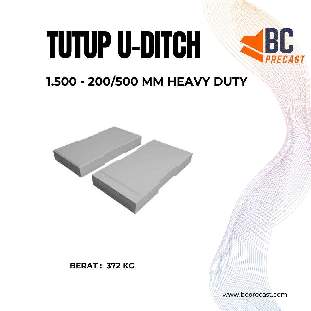 Cover U-Ditch Heavy Duty ukuran 1500 x 200 x 500 mm