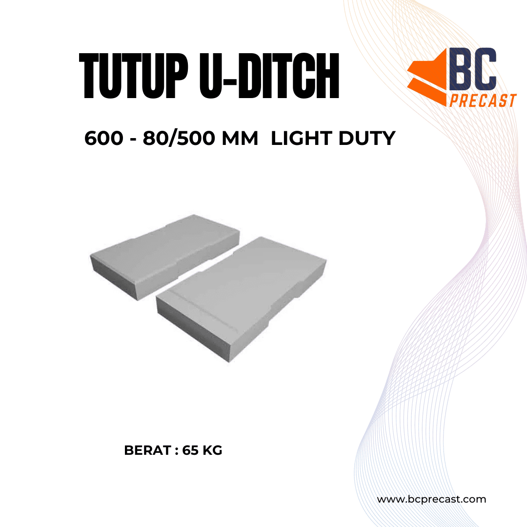 Cover U-Ditch Light Duty ukuran 600 x 80 x 500 mm