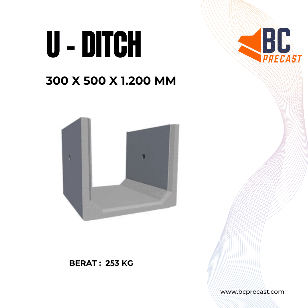 U-Ditch ukuran 300 x 500 x 1200 mm BC Precast