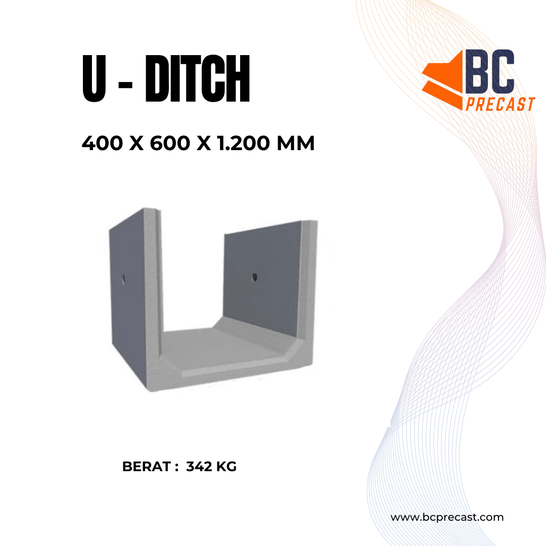U-Ditch ukuran 400 x 600 x 1200 mm BC Precast