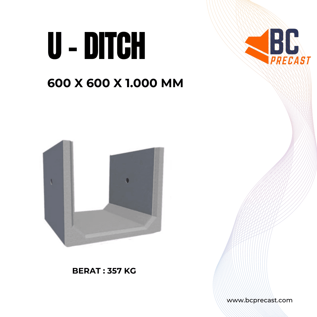 U-Ditch ukuran 600 x 600 x 1000 mm BC Precast